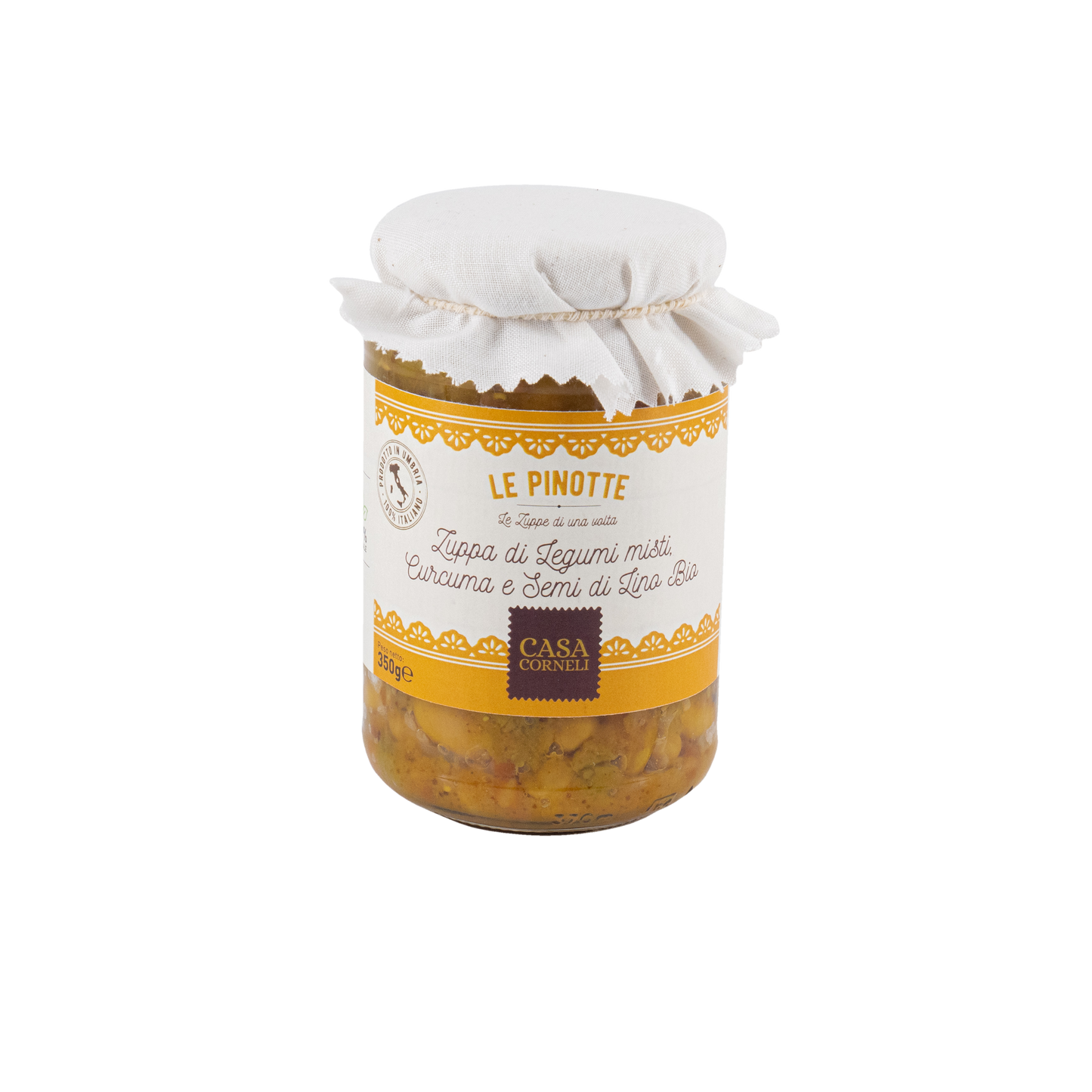 Zuppa di legumi misti, curcuma e semi di lino Bio